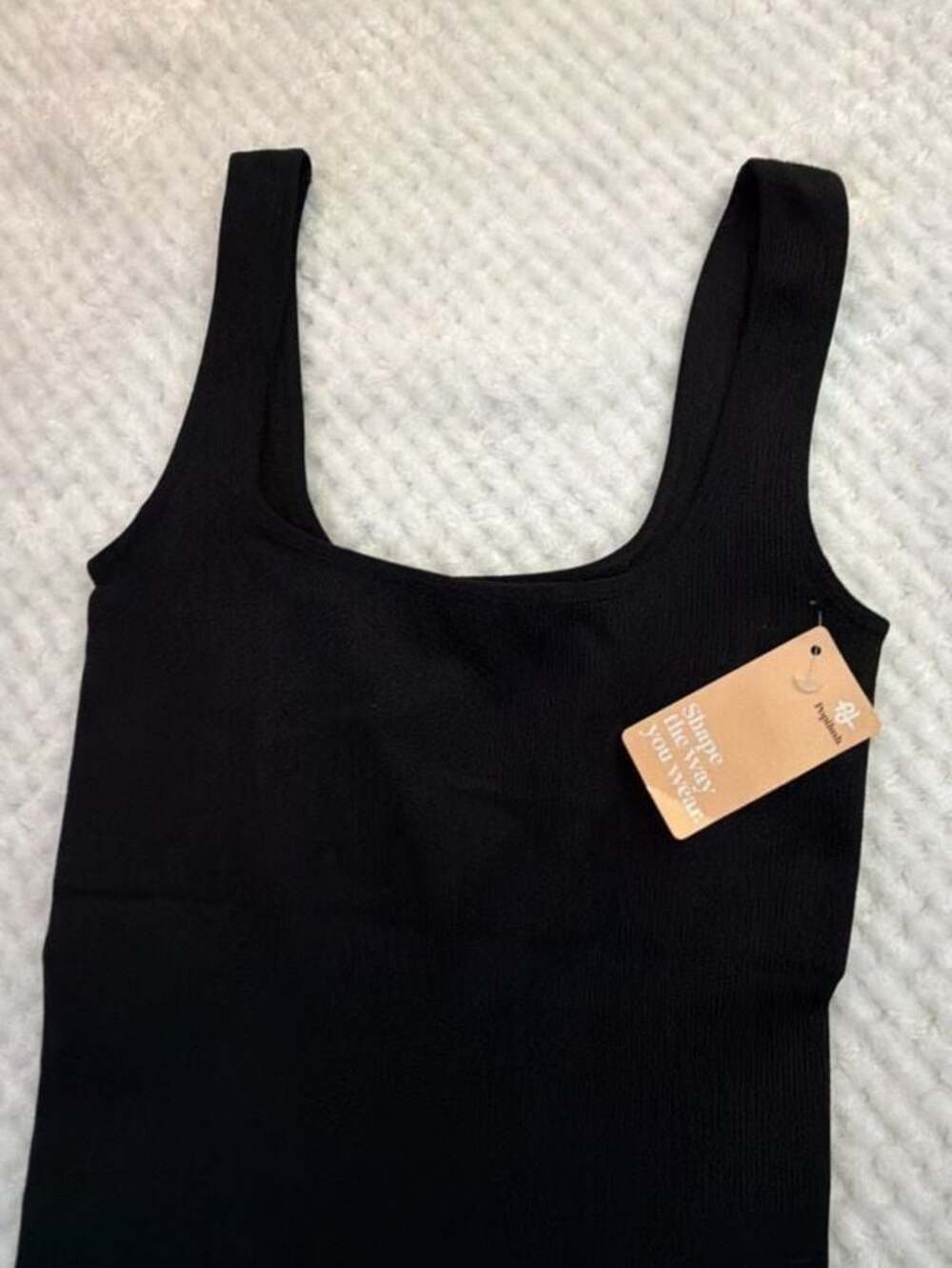 Popilush Ribbed Seamless Square Neck Jumpsuit Black Size S